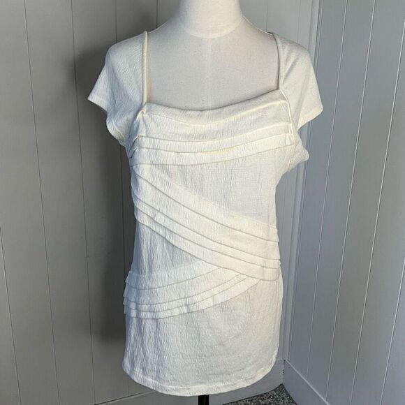 Anthropologie 9-H15 STCL Womens Large Layered Top Ivory Lagenlook Flowy NWT - Picture 1 of 12